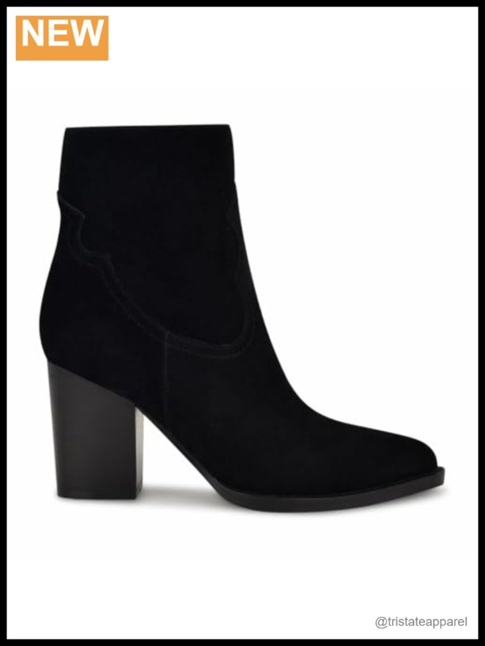 Nine West Taytay Suede Ankle Boots Pointed Toe Block Heel